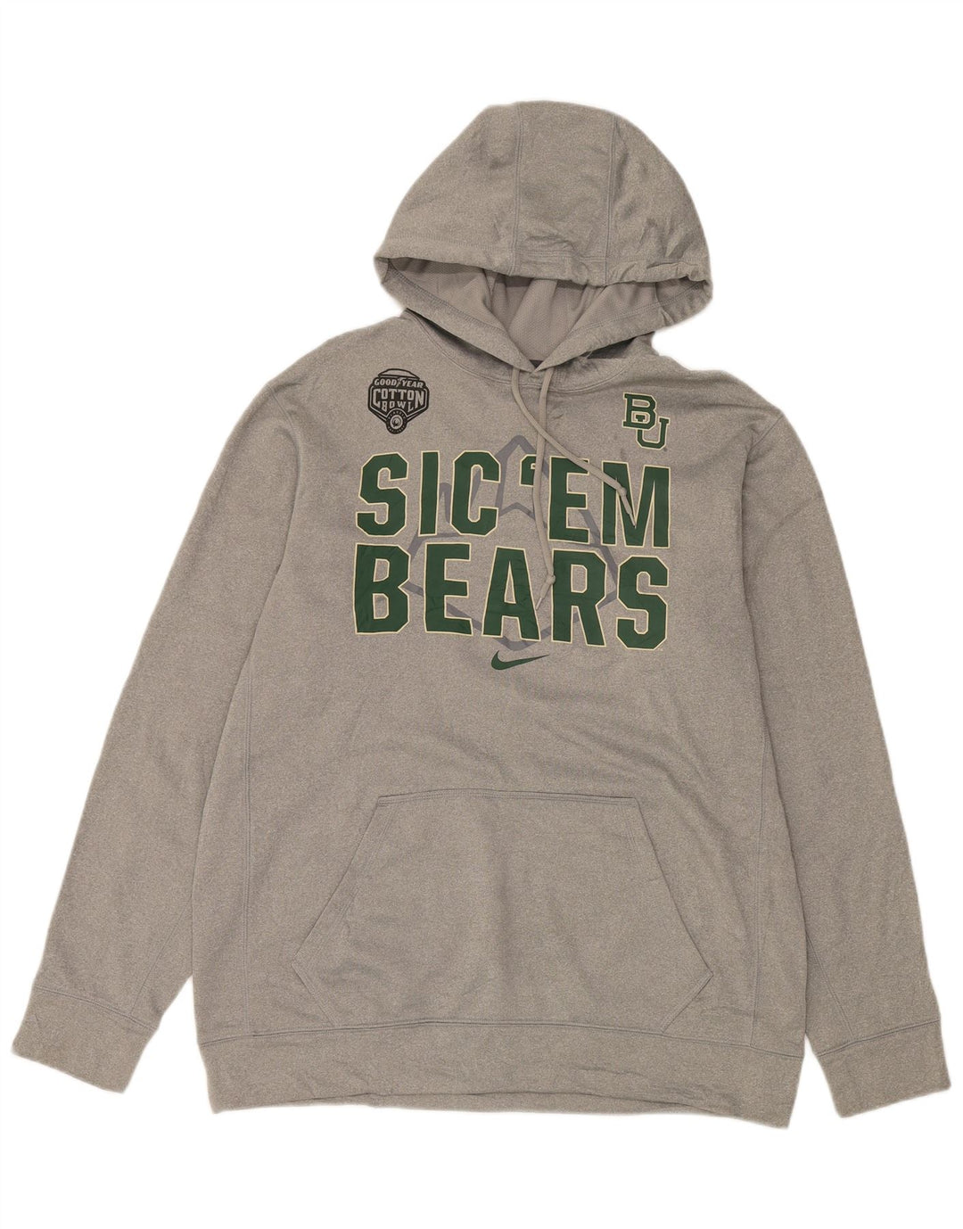 Nike Herre Baylor Bears Grafisk Hoodie Jumper Stor Grå Polyester