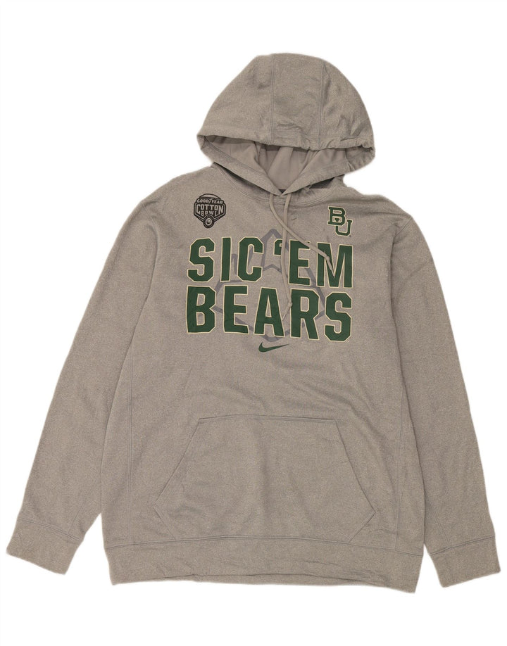 Nike Herre Baylor Bears Grafisk Hoodie Jumper Stor Grå Polyester