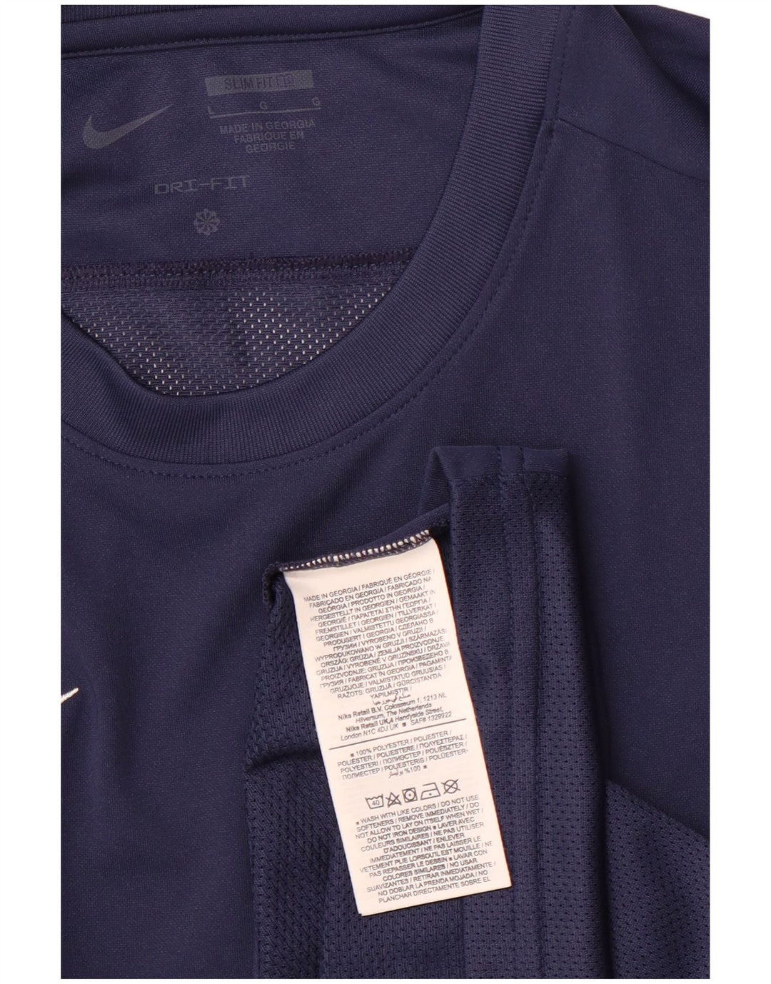 NIKE Herre Dri Fit Slim Fit Top Langærmet Stor Marineblå Polyester