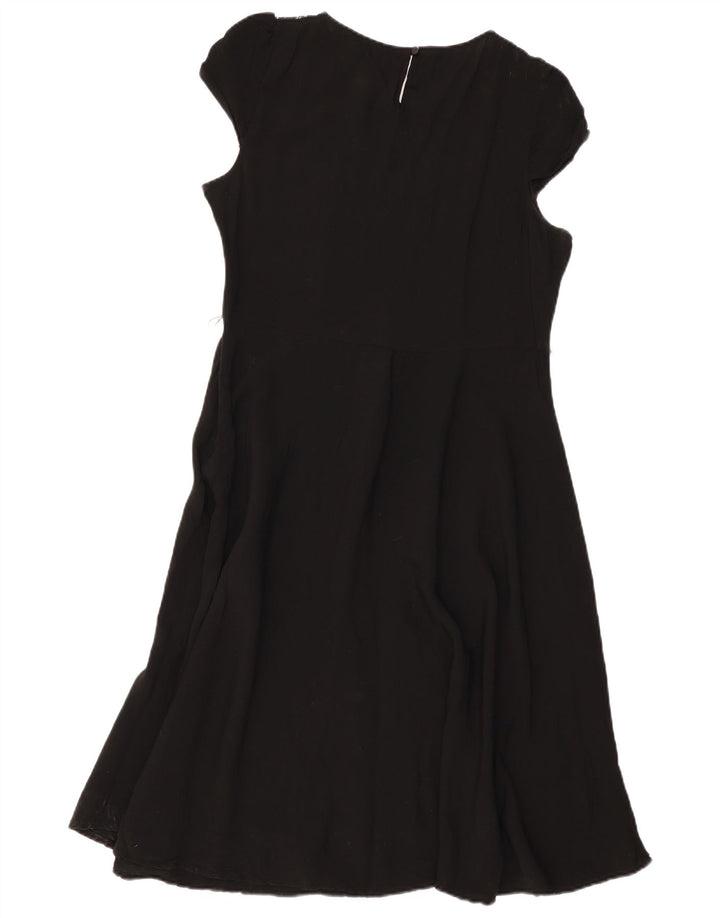 MONSOON Dame A-Line Kjole UK 18 XL Sort Bomuld