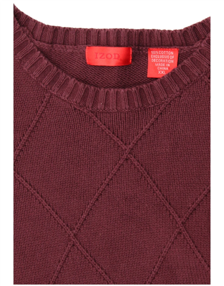 IZOD Herre sweater med rund hals 2XL Bourgogne bomuld