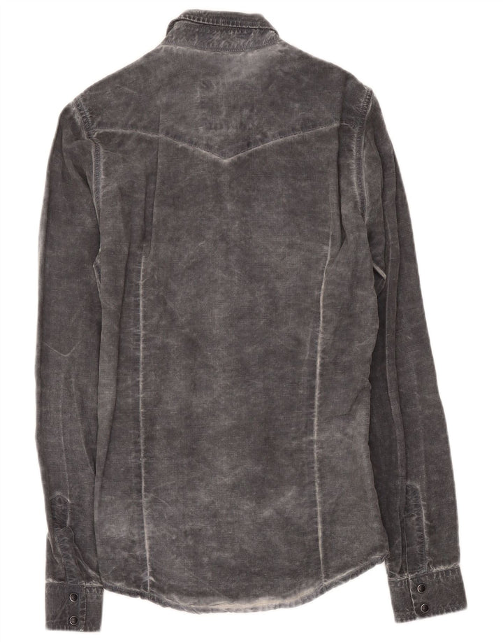Roy Rogers Herre Acid Wash Skjorte Stor Grå Lyocell