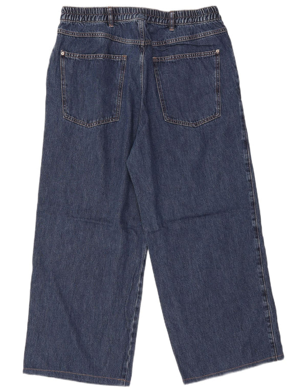 Massimo Dutti Womens Crop Højtaljede jeans med brede ben EU 42 Large W34 L26 Blå