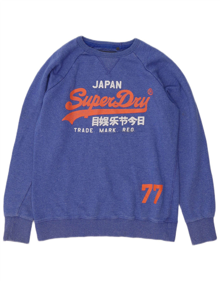 Superdry grafisk sweatshirt til mænd, stor blå bomuld