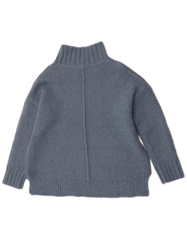 White Stuff Dame Oversized Turtle Neck Jumper Sweater UK 14 Medium Blue