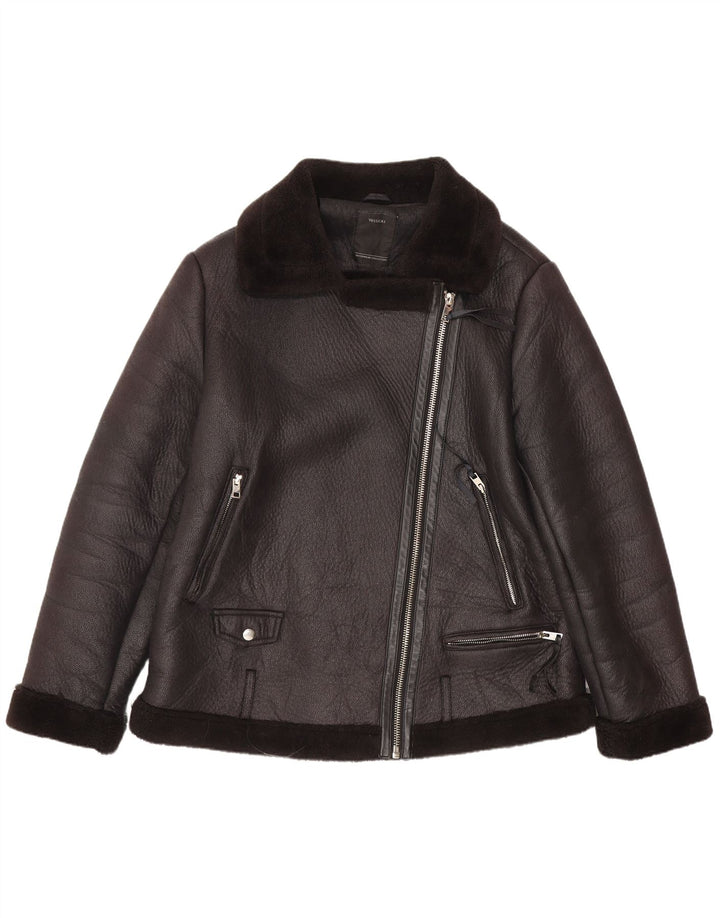 C&A Womens Sherpa Biker-jakke i imiteret læder EU 44 XL Sort polyester