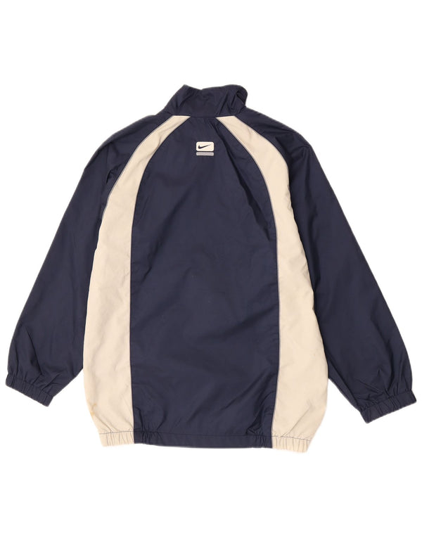 Nike Boys Graphic Rain Jacket 11-12 Years Large Navy Blue Colourblock