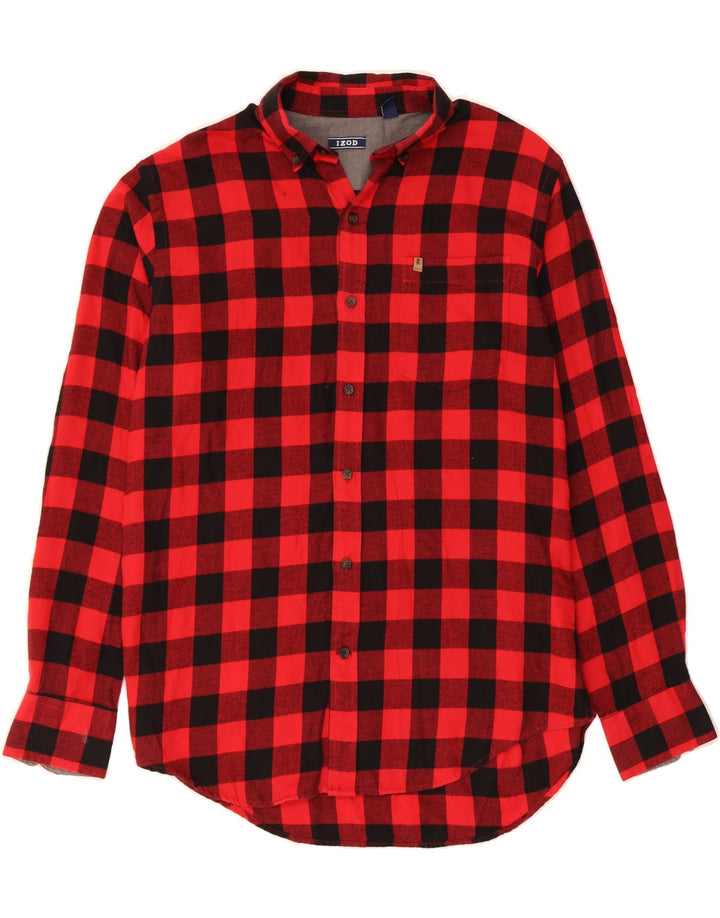 IZOD Mens Flannel Shirt Medium Red Check Cotton Vintage Izod and Second-Hand Izod from Messina Hembry 