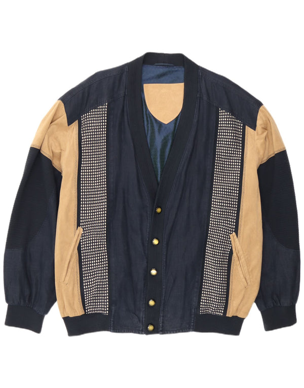 Delba Alcantara Bomberjakke til mænd UK 48 4XL Navy Blue Colourblock Linned