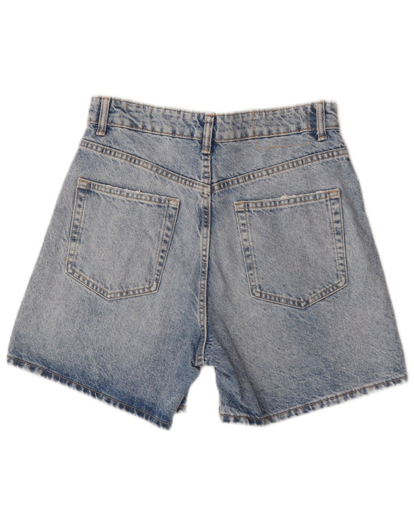 Zara Dame højtaljede denimshorts EU 38 Small W28 Blue Cotton