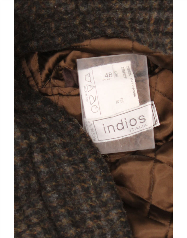 INDIOS Bomberjakke til mænd IT 48 Medium Brown Houndstooth Uld