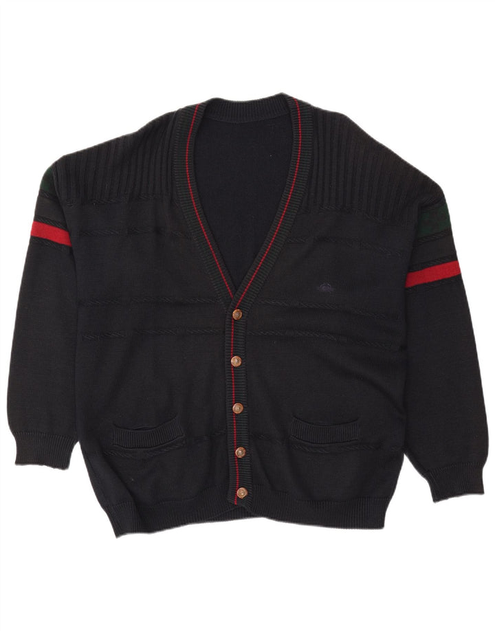 Vintage herre cardigan sweater XL Sort Colourblock