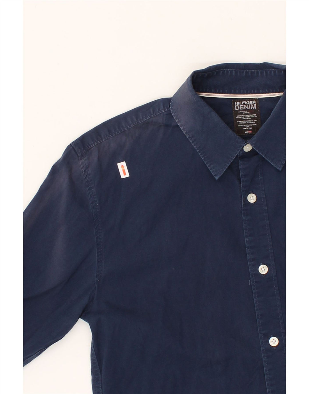 TOMMY HILFIGER Mens Shirt Medium Navy Blue Cotton Vintage Tommy Hilfiger and Second-Hand Tommy Hilfiger from Messina Hembry 