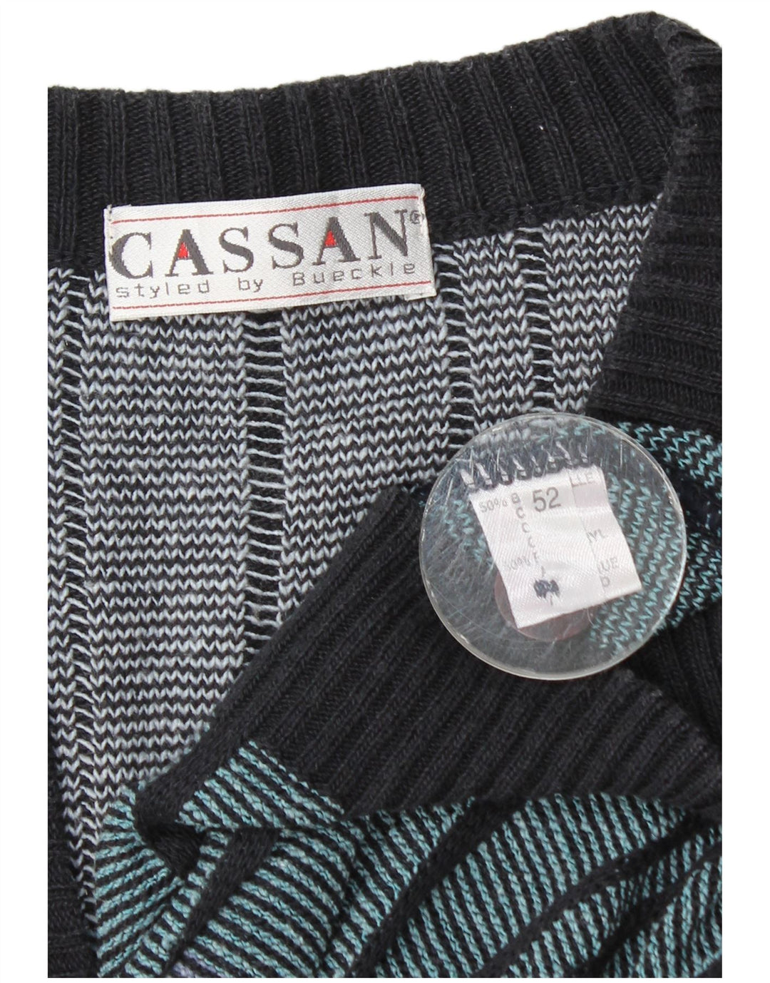Cassan Herre Cardigan Sweater IT 52 Stor flerfarvet stribet bomuld