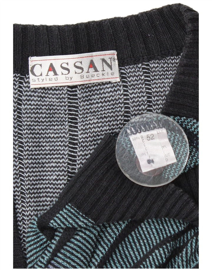 Cassan Herre Cardigan Sweater IT 52 Stor flerfarvet stribet bomuld