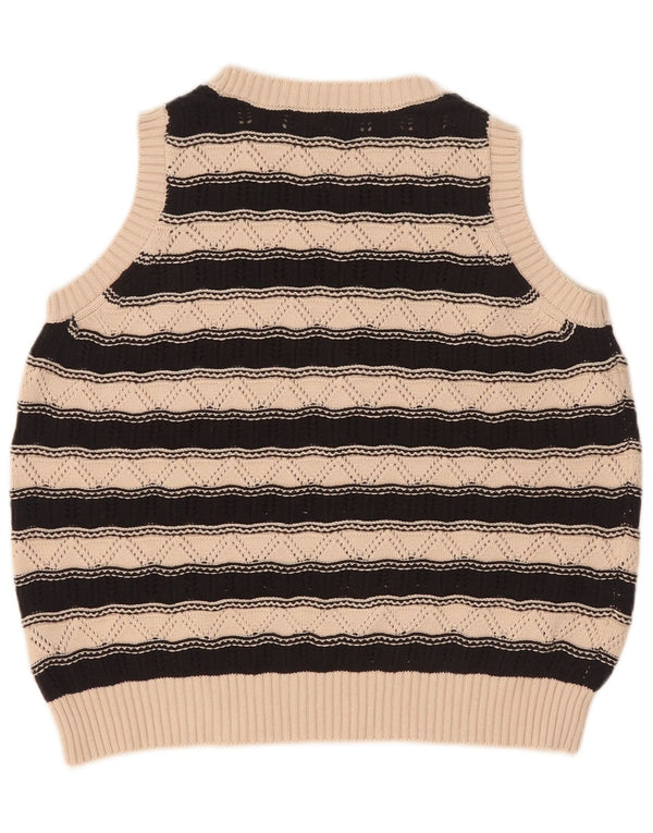 Marks & Spencer Damevest Tank Top UK 14 Medium Beige Stribet Bomuld