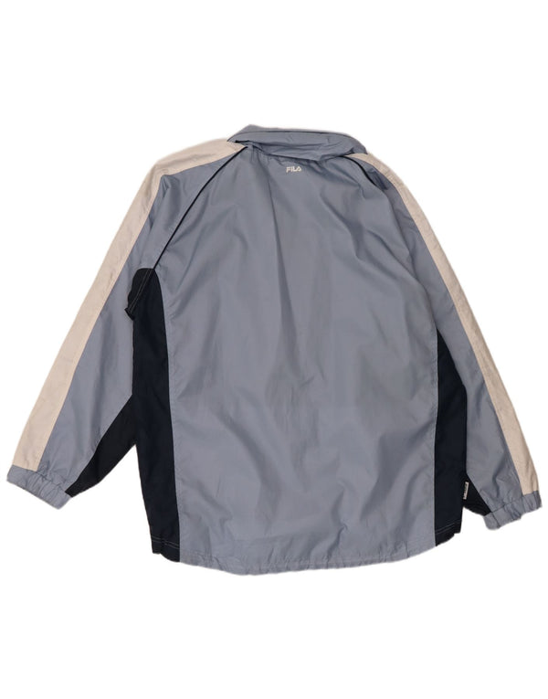 Fila Herre hætte vindjakke UK 40 Large Blue Colourblock Nylon