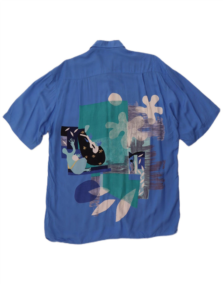 Studio Coletti Herre grafisk kortærmet skjorte str. 15 39/40 Medium Blue