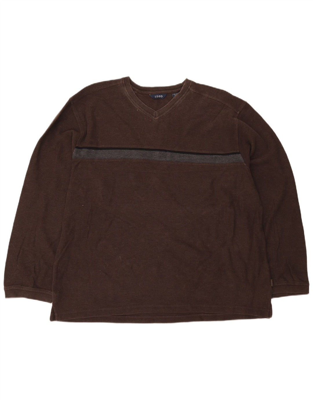 IZOD Herre Top Langærmet 2XL Brun Colourblock Bomuld