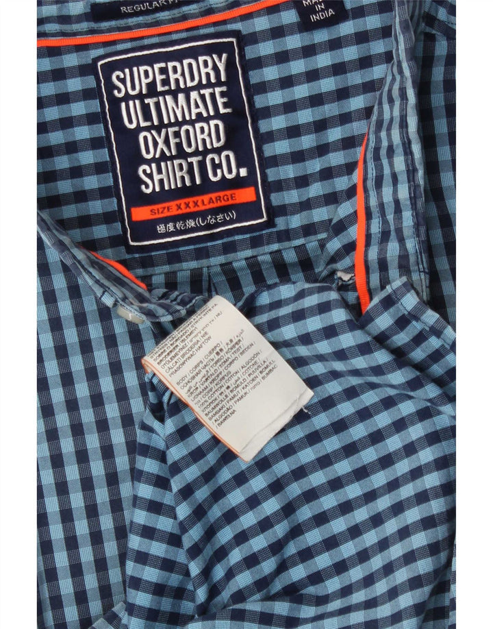Superdry Kortærmet Herreskjorte med normal pasform 3XL Navy Blue Gingham Cotton