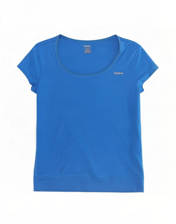 Reebok Dame T-Shirt Top UK 8/10 Small Blue Polyester