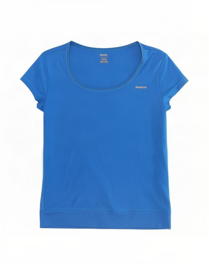 Reebok Dame T-Shirt Top UK 8/10 Small Blue Polyester