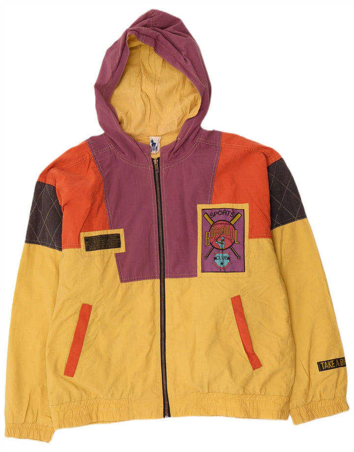 Rodeo Herre Loose Fit Graphic Bomber Jacket UK 38 Medium Yellow Colourblock