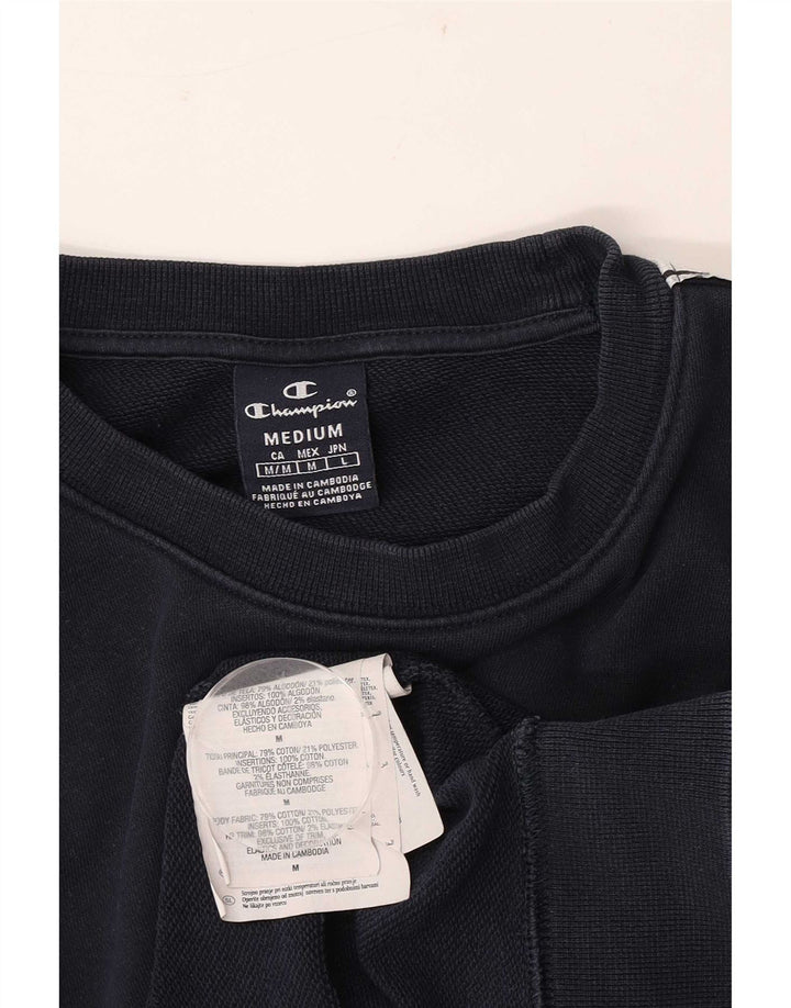 Champion Herre Grafisk Sweatshirt Jumper Medium Marineblå Colourblock Bomuld