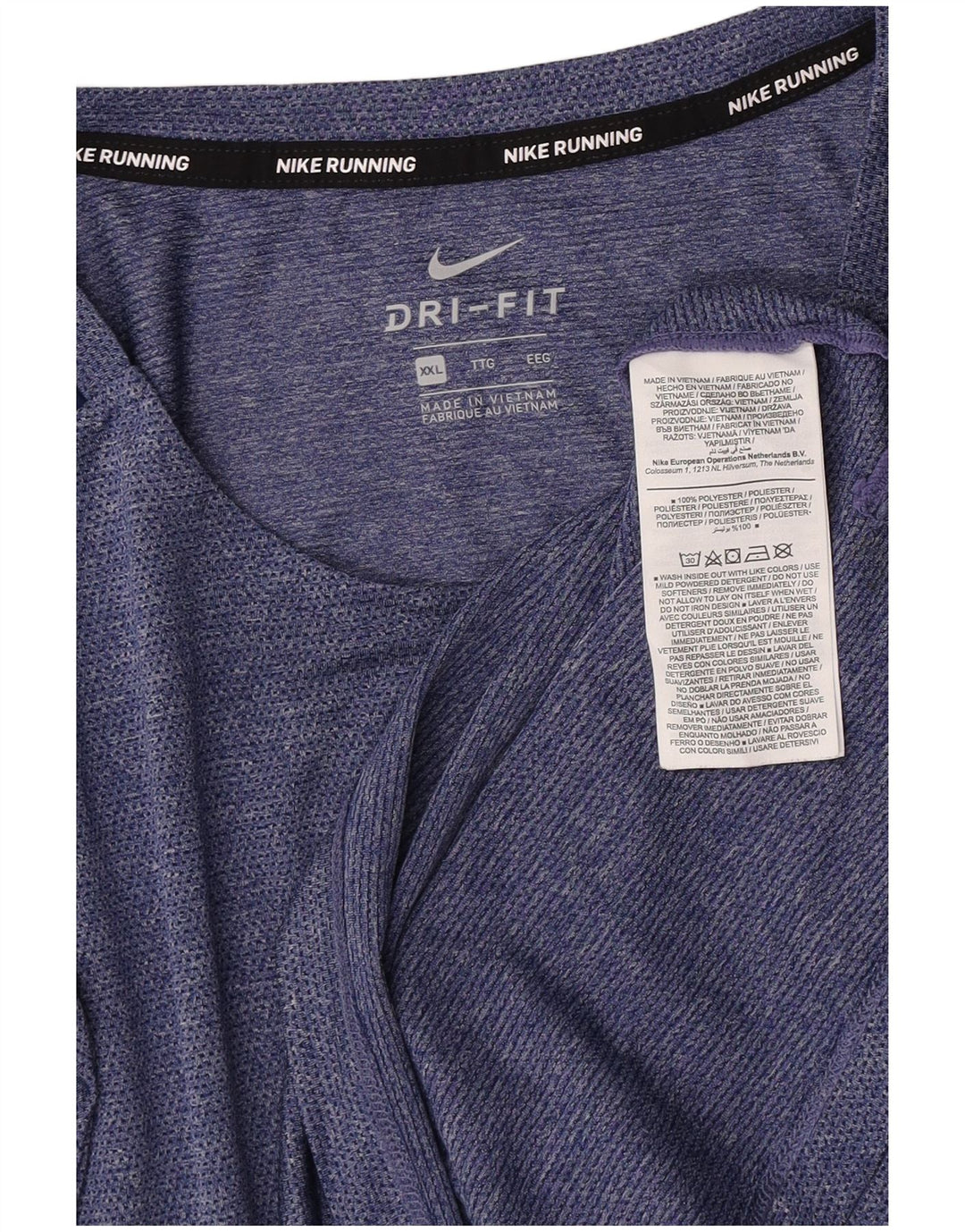 Nike herre Dri Fit T-shirt top 2XL marineblå polyester
