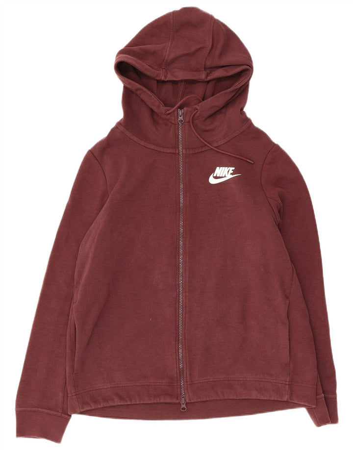 Nike Dame Grafisk Hættetrøje Sweater UK 14 Medium Maroon Bomuld