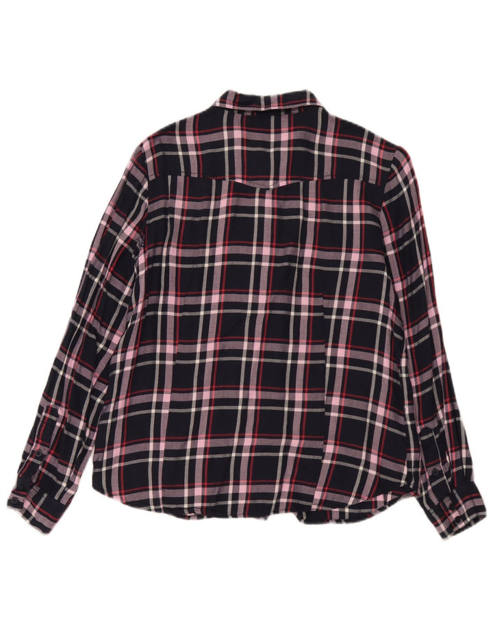 French Connection Dameskjorte UK 12 Medium Navy Blue Check Viscose