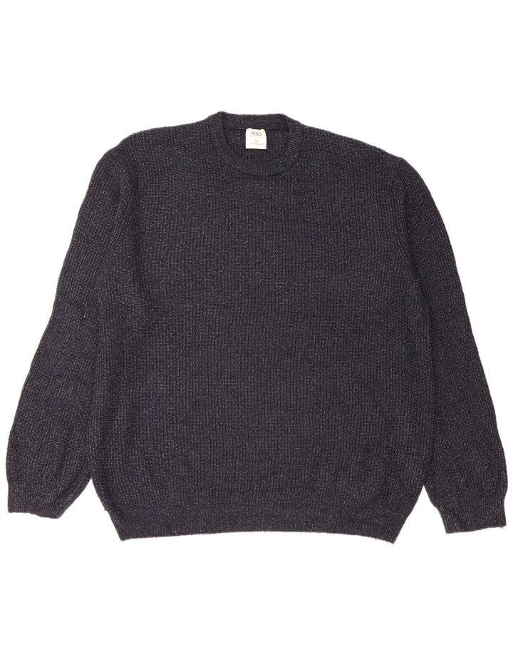 Marks & Spencer Herre sweater med rund hals 2XL Navy Blue Flecked