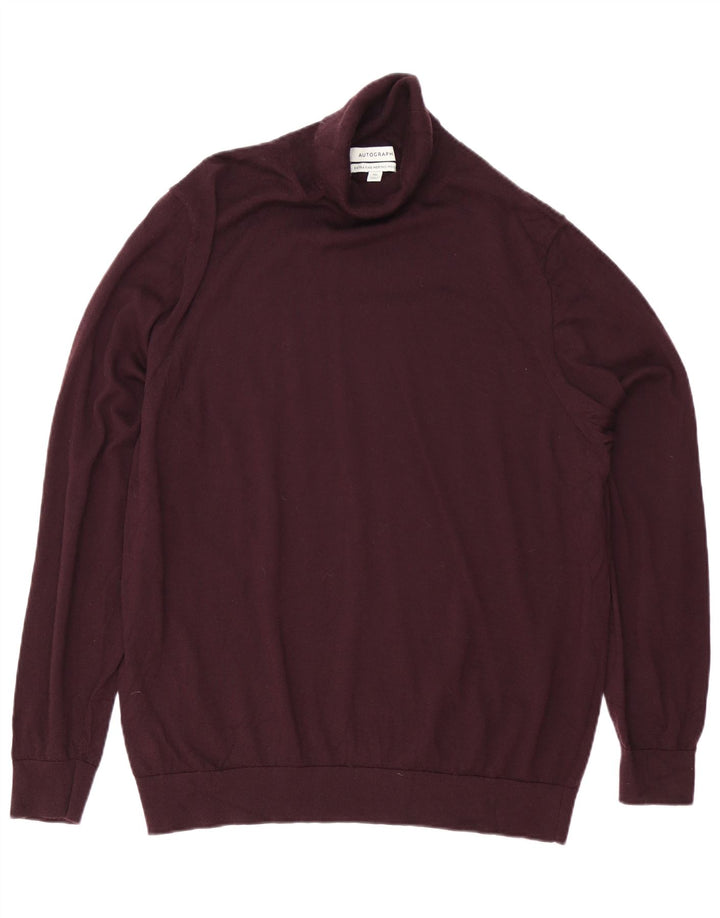 Marks & Spencer Herre Autograph Roll Neck Jumper Sweater 3XL Burgundy