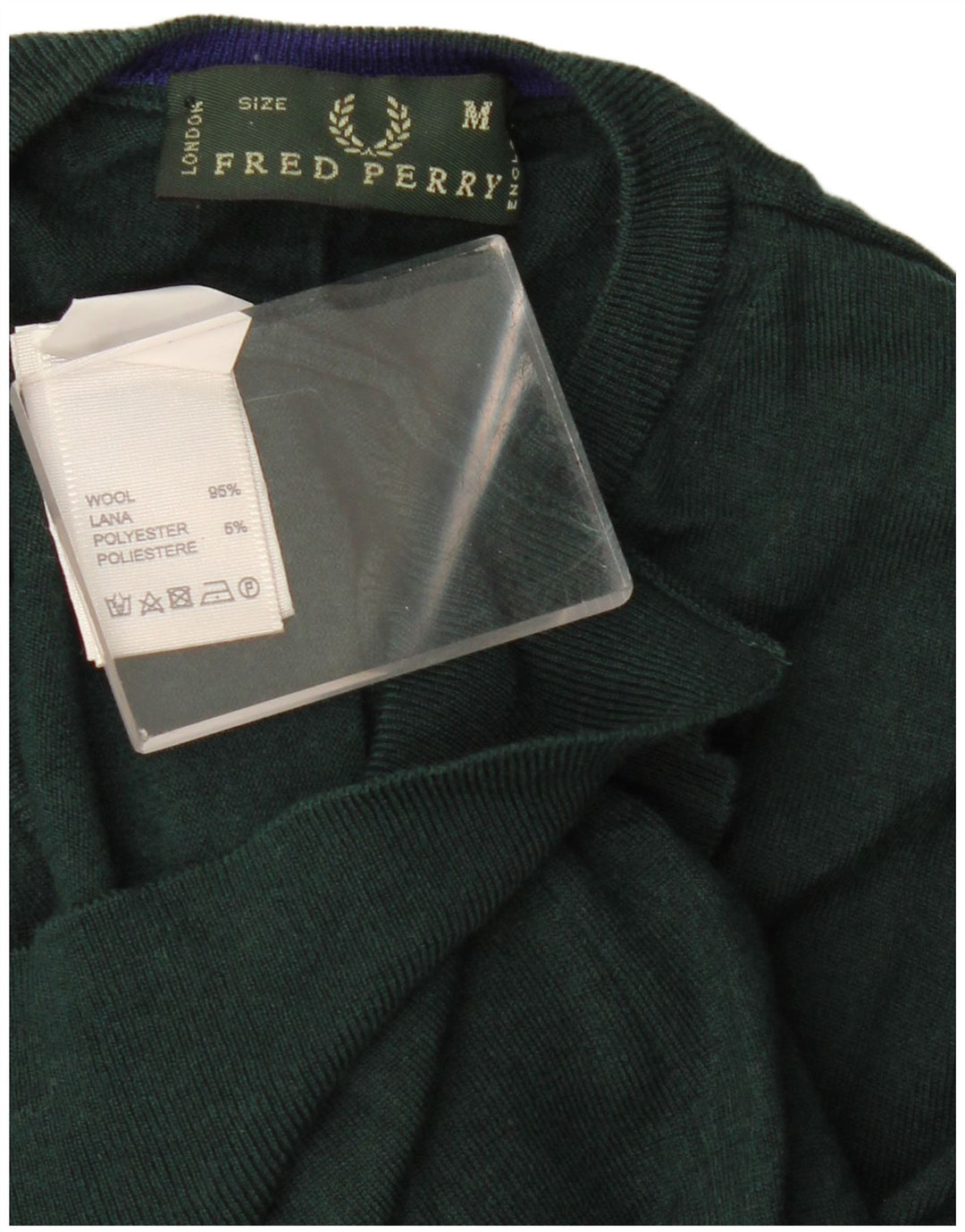 Fred Perry Herre V-hals sweater mellemgrøn uld