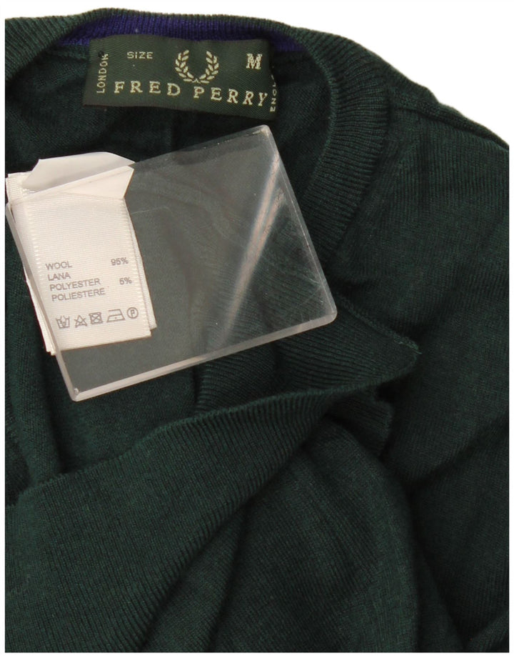 Fred Perry Herre V-hals sweater mellemgrøn uld