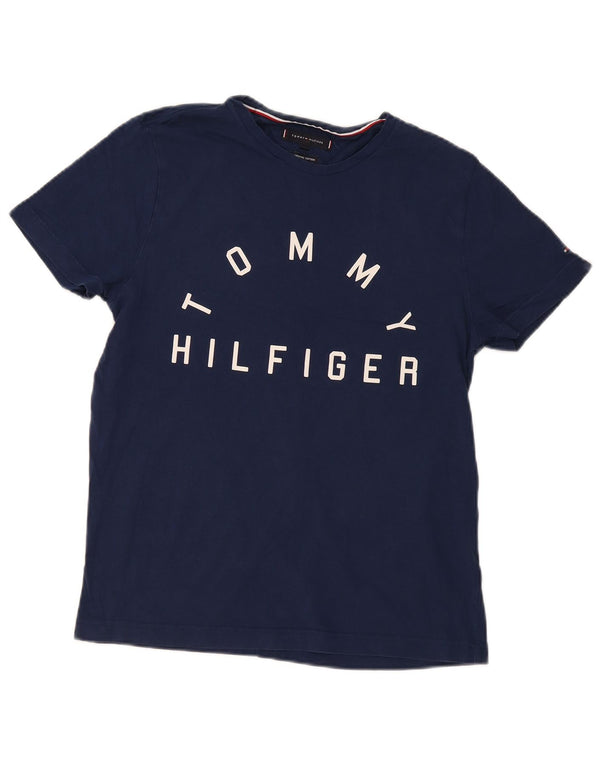 Tommy Hilfiger Dame Grafisk T-Shirt Top UK 14 Medium Navy Blue Bomuld