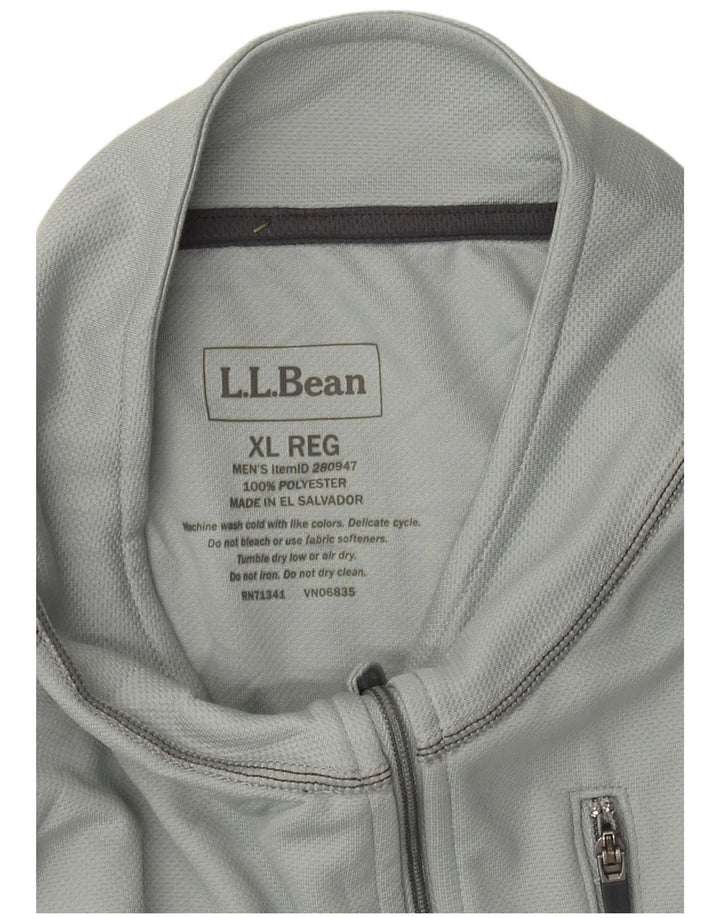 L.L.Bean Herre trøje med lynlås-hals træningsdragt Top XL Grå Colourblock Polyester