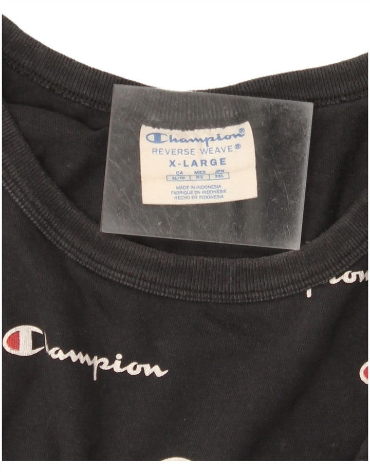 CHAMPION Herre Reverse Weave Grafisk T-Shirt Top XL Sort
