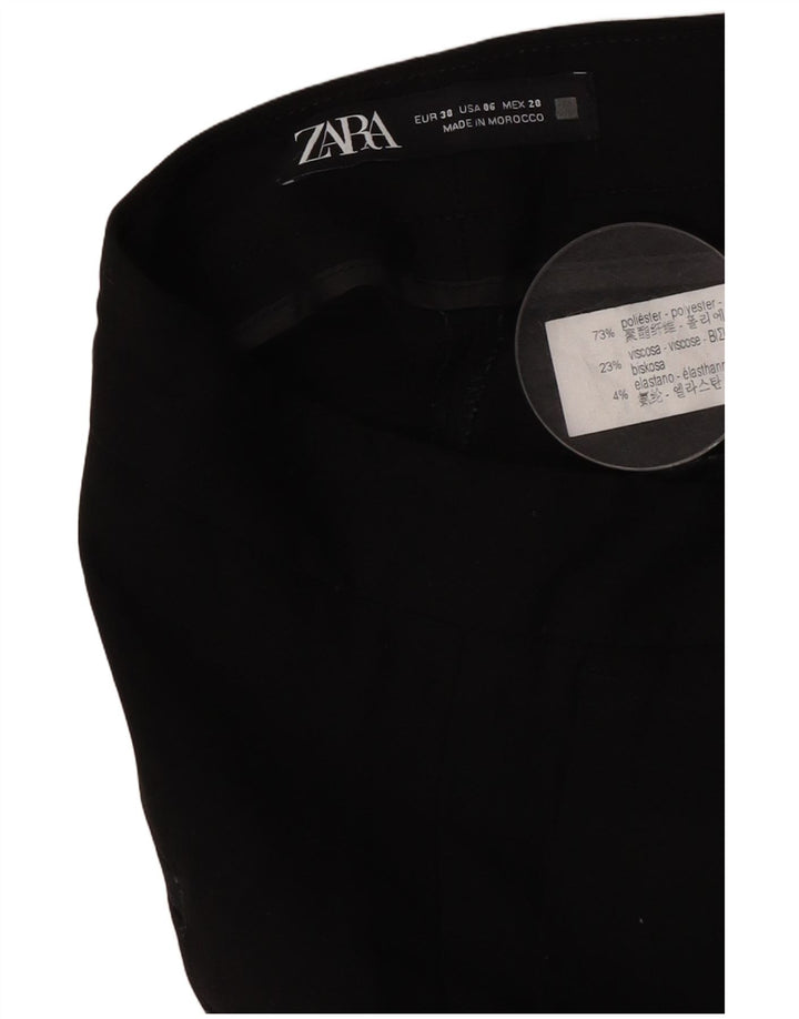 Zara Womens Slim Cropped Trousers EU 38 Small W28 L26 Black Polyester