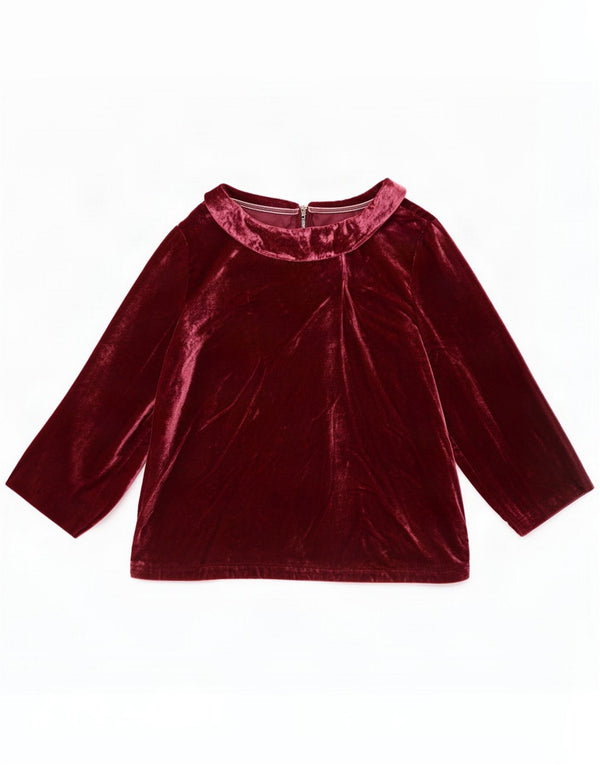 White Stuff Womens Velvet 3/4-ærmet bluse Top UK 18 XL Burgundy Viscose