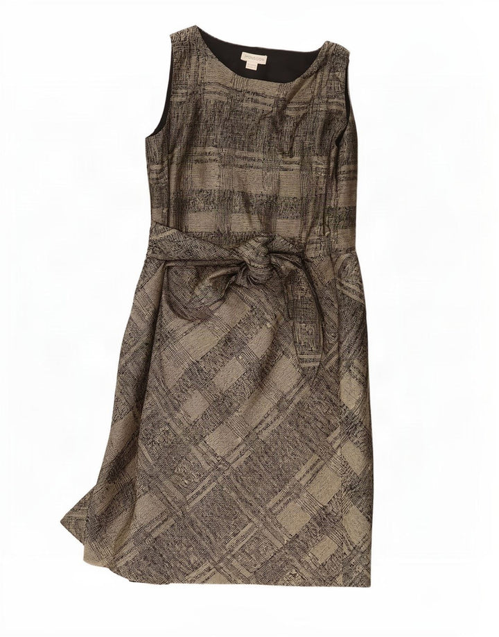 Monsoon Dame Ærmeløs Skift Kjole UK 16 Large Brown Plaid Classic
