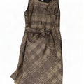Monsoon Dame Ærmeløs Skift Kjole UK 16 Large Brown Plaid Classic