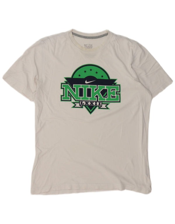 NIKE Mens Coupe Standard Standard Fit Graphic T-Shirt Top Large White