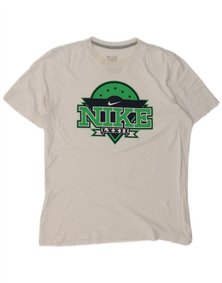 NIKE Herre Coupe Standard Standard Fit Grafisk T-Shirt Top Stor Hvid