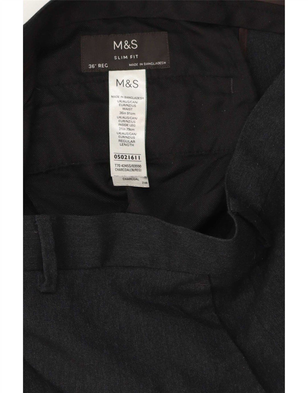 Marks & Spencer Herre Slim Fit Suit Bukser W36 L31 Grå Polyester