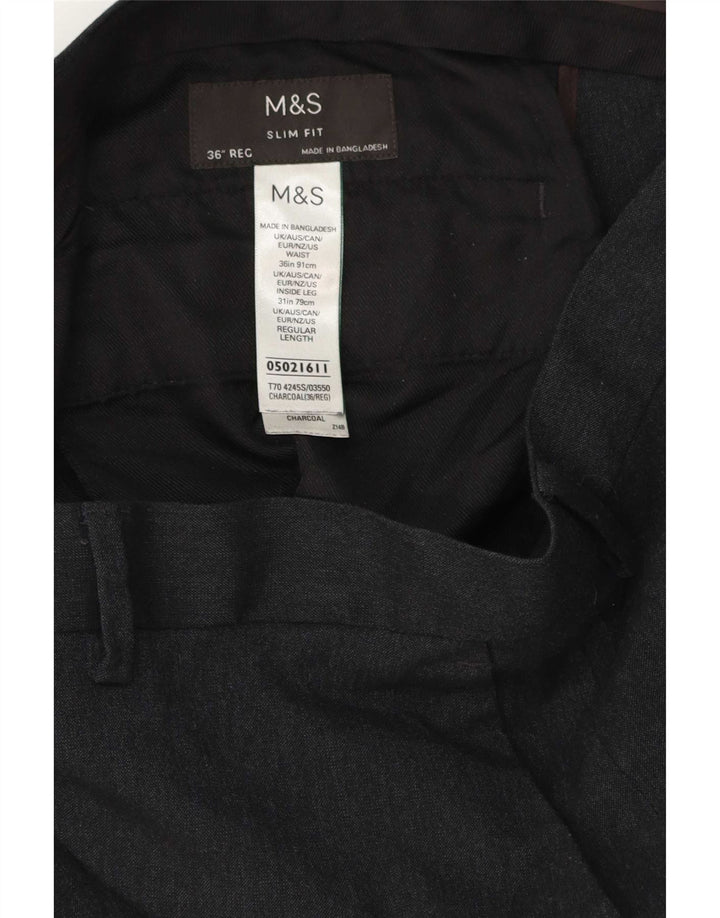 Marks & Spencer Herre Slim Fit Suit Bukser W36 L31 Grå Polyester