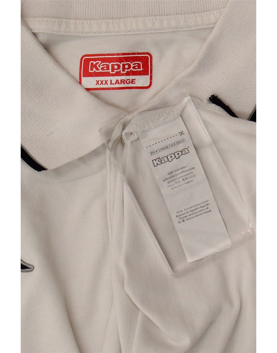 KAPPA herre poloshirt 3XL hvid bomuld