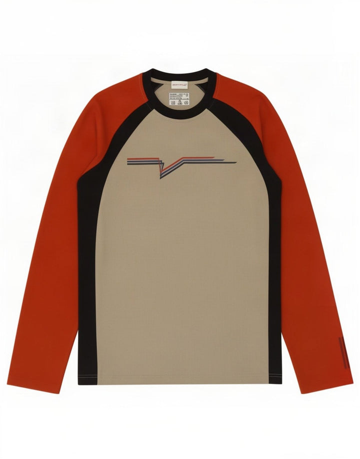 Adidas Herre Grafisk Top Langærmet Lille Beige Colourblock Polyester