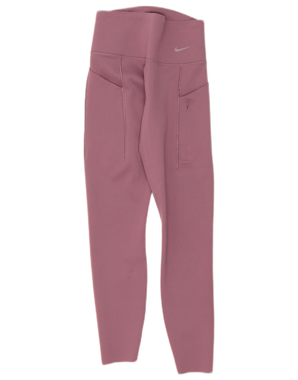 Nike Dame Dri Fit Leggings UK 8 Small Pink Nylon