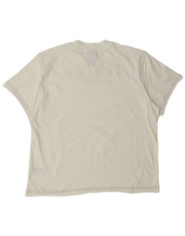 Adidas Dame T-Shirt Top UK 16/18 Stor Hvid Bomuld